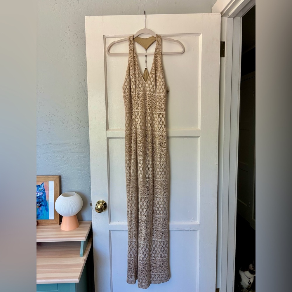 Bari Jay Gold Lace Dress